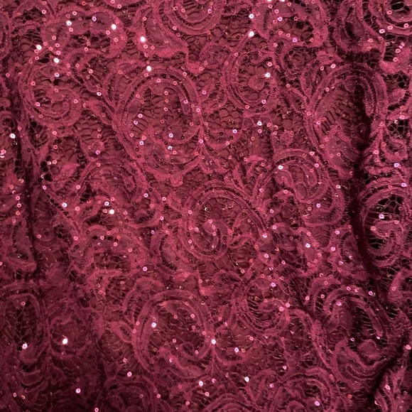Catherine's maroon flare sleeve lace sequined blouse fancy romantic plus size 0X - Picture 7 of 9